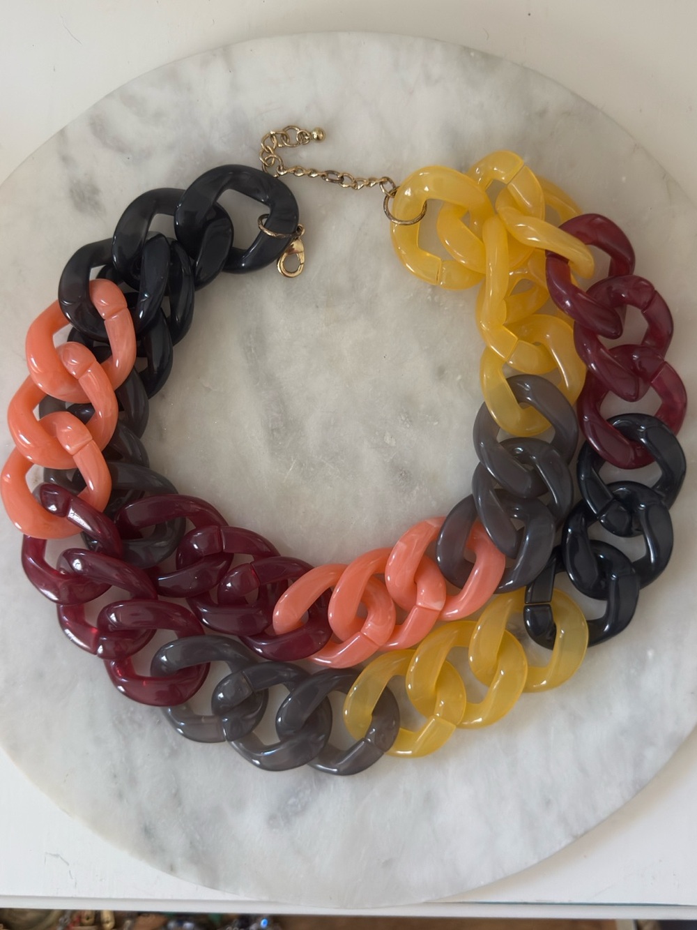 Anthropologie Chunky Acrylic Link Statement Necklace Mod Multicolor Resin Chain
